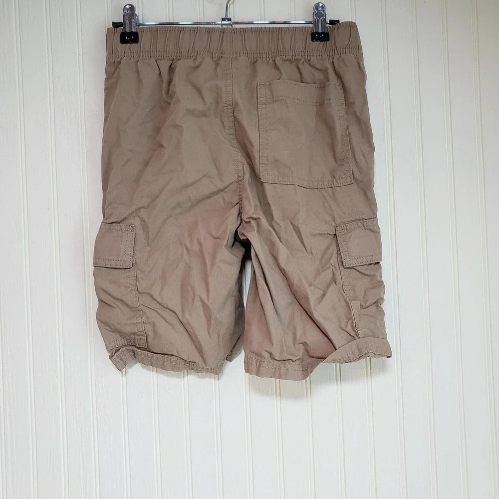 The Children's Place Cargo Shorts Boys 12 Beige Cotton‎ Twill Elastic Waist